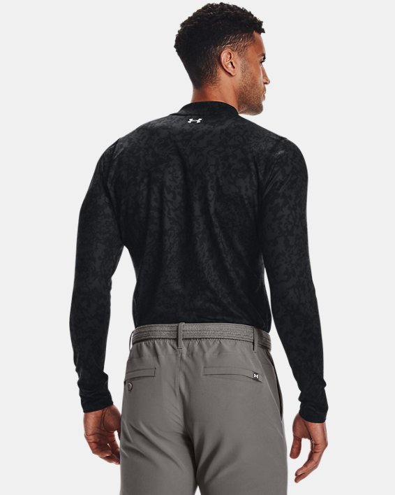 Men's ColdGear® Infrared Printed Long Sleeve Golf Mock, Black, pdpMainDesktop image number 1